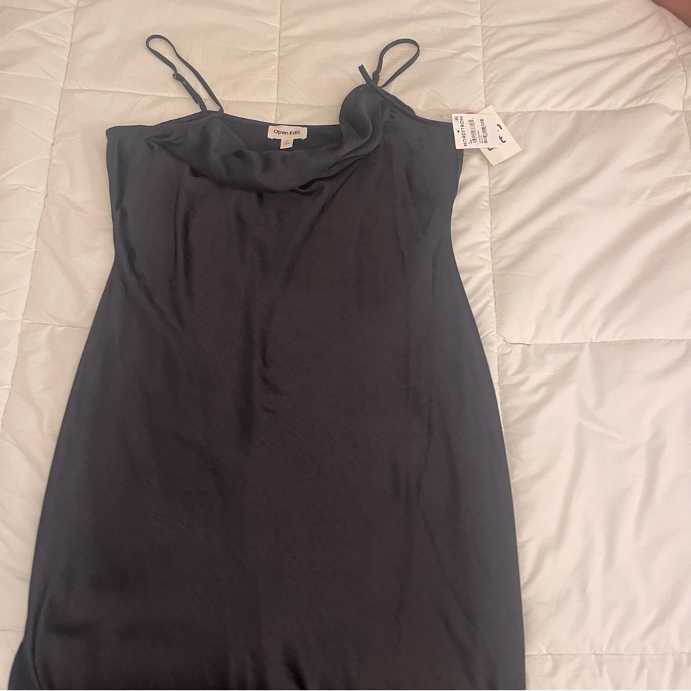 Cowl neck Black Slip Dress